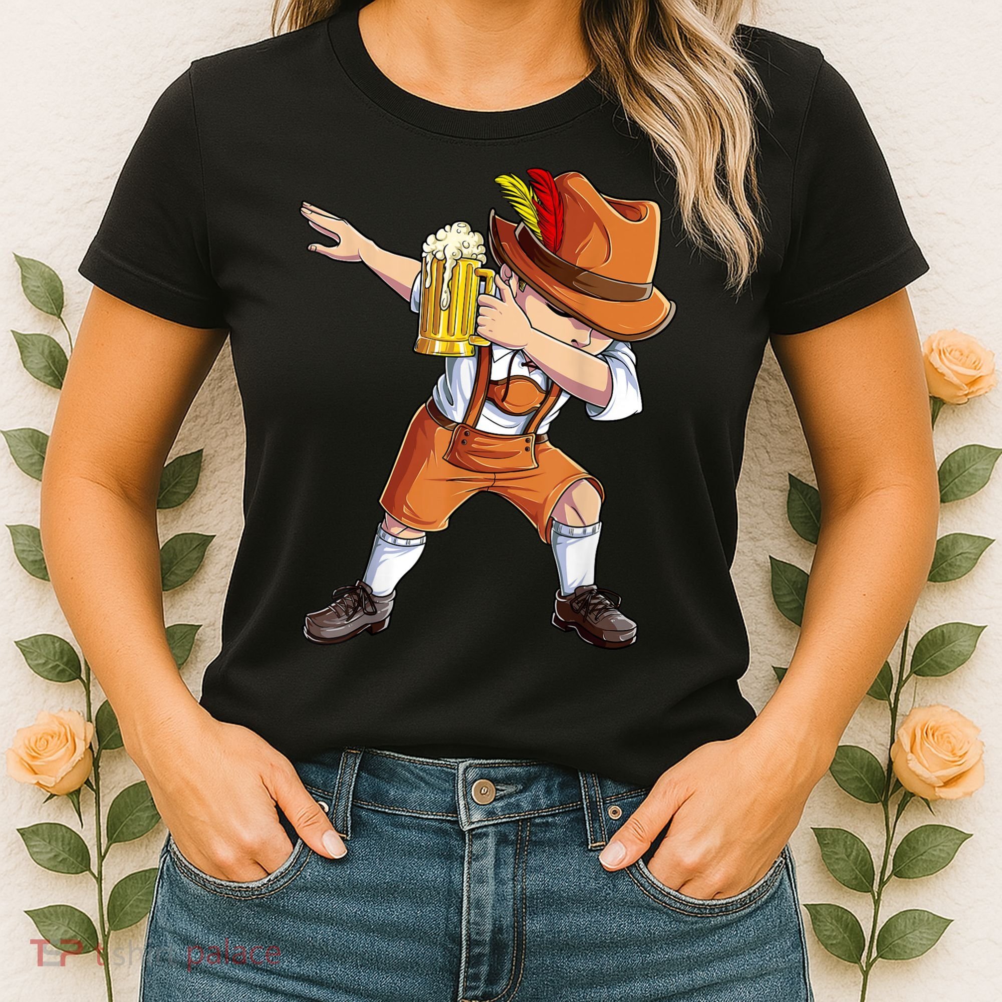 Dabbing German Clothes Oktoberfest Lederhosen Men Prost Beer Women's T-Shirt