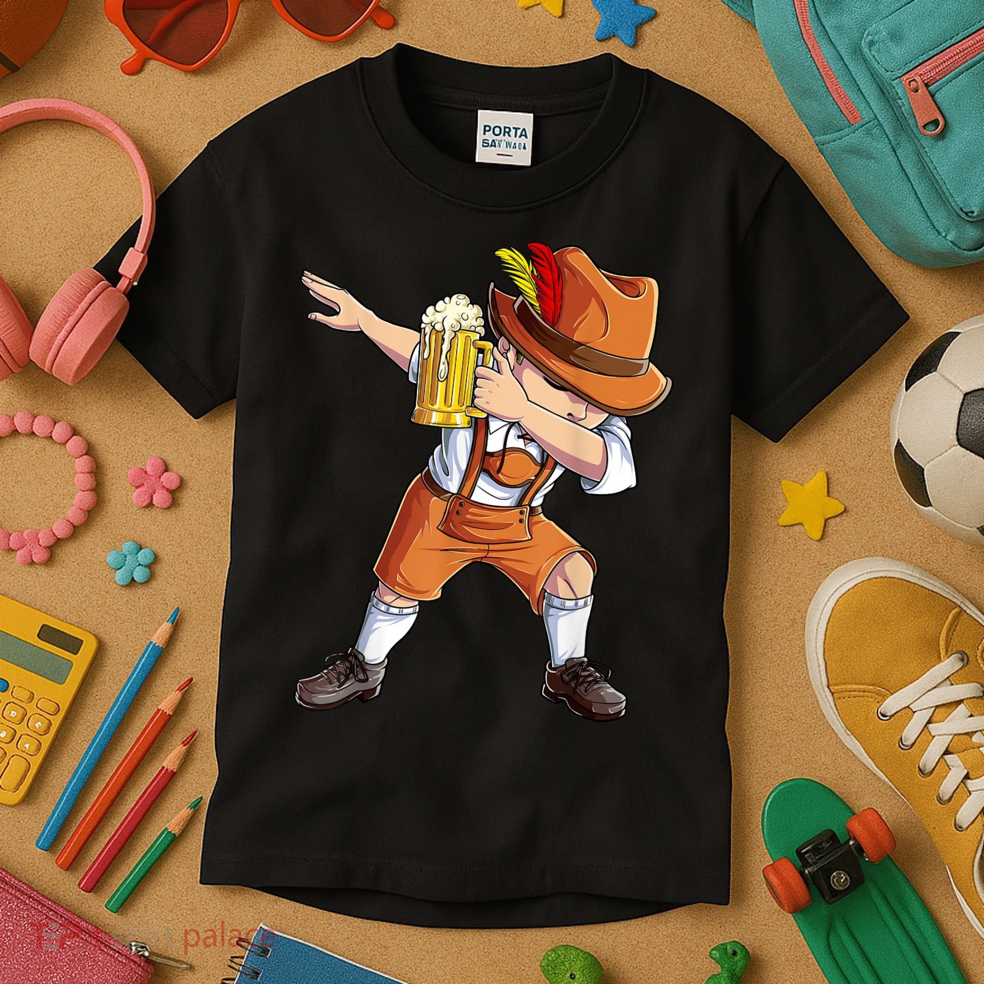 Dabbing German Clothes Oktoberfest Lederhosen Men Prost Beer Kids T-Shirt