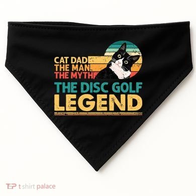 Disc Golf Cat The Disc Golf Legend Outfit Retro Sunset USA-Made Doggie Bandana