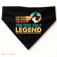 Disc Golf Cat The Disc Golf Legend Outfit Retro Sunset USA-Made Doggie Bandana thumb 0