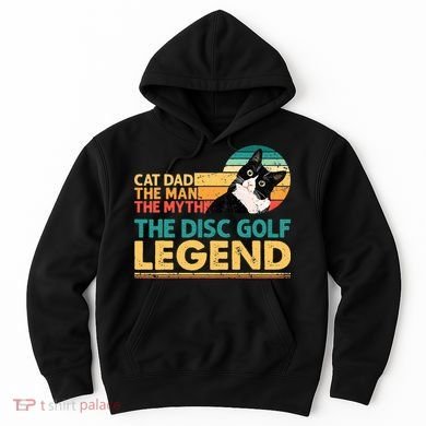 Disc Golf Cat The Disc Golf Legend Outfit Retro Sunset Hoodie