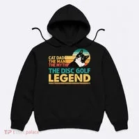 Disc Golf Cat The Disc Golf Legend Outfit Retro Sunset Hoodie thumb 0