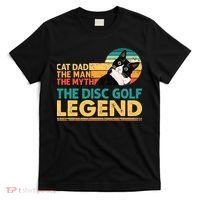 Disc Golf Cat The Disc Golf Legend Outfit Retro Sunset T-Shirt thumb 0
