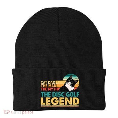 Disc Golf Cat The Disc Golf Legend Outfit Retro Sunset Beanie