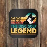 Disc Golf Cat The Disc Golf Legend Outfit Retro Sunset Coaster thumb 0