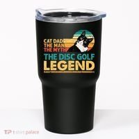 Disc Golf Cat The Disc Golf Legend Outfit Retro Sunset Tumbler thumb 0