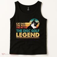 Disc Golf Cat The Disc Golf Legend Outfit Retro Sunset Tank Top thumb 2