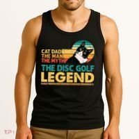 Disc Golf Cat The Disc Golf Legend Outfit Retro Sunset Tank Top thumb 3