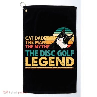 Disc Golf Cat The Disc Golf Legend Outfit Retro Sunset Golf Towel