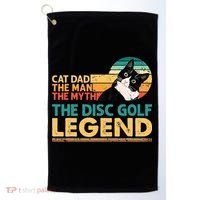 Disc Golf Cat The Disc Golf Legend Outfit Retro Sunset Golf Towel thumb 0