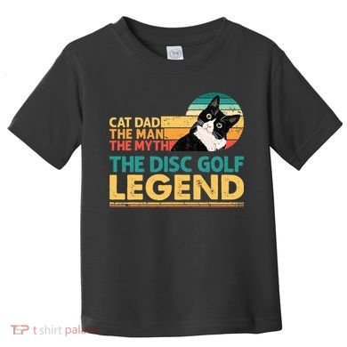 Disc Golf Cat The Disc Golf Legend Outfit Retro Sunset Toddler T-Shirt