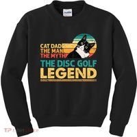 Disc Golf Cat The Disc Golf Legend Outfit Retro Sunset Kids Sweatshirt thumb 0