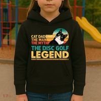Disc Golf Cat The Disc Golf Legend Outfit Retro Sunset Kids Hoodie thumb 3