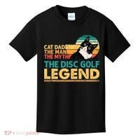 Disc Golf Cat The Disc Golf Legend Outfit Retro Sunset Kids T-Shirt thumb 0