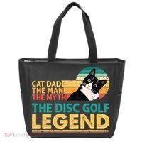 Disc Golf Cat The Disc Golf Legend Outfit Retro Sunset Tote Bag thumb 0