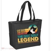 Disc Golf Cat The Disc Golf Legend Outfit Retro Sunset Tote Bag thumb 2