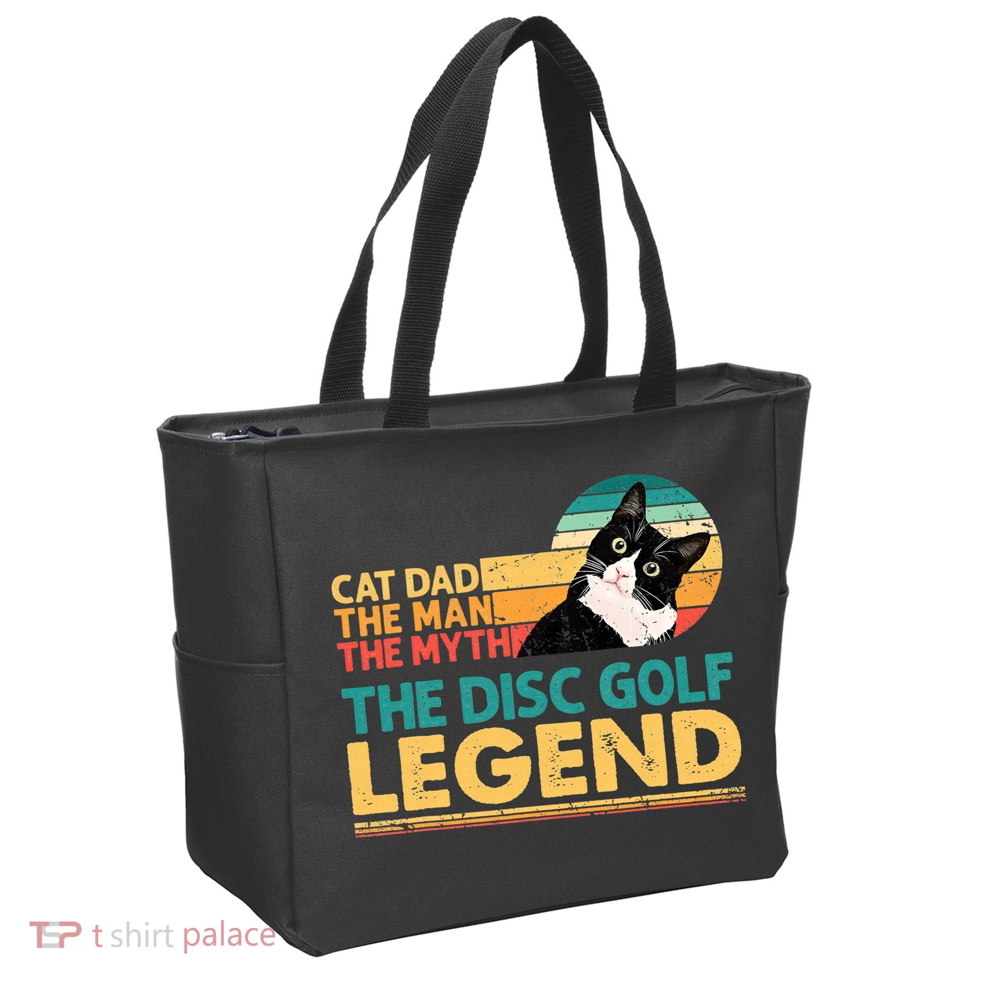Disc Golf Cat The Disc Golf Legend Outfit Retro Sunset Tote Bag