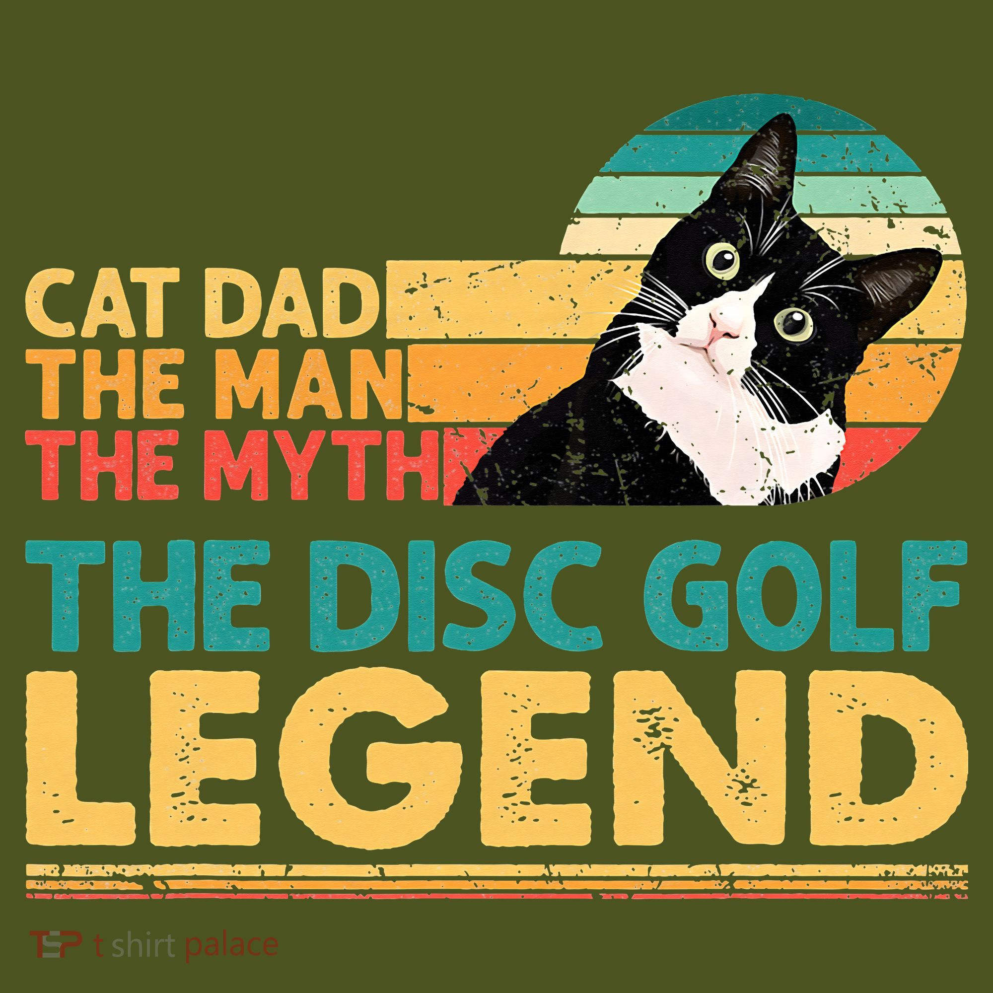 Disc Golf Cat The Disc Golf Legend Outfit Retro Sunset The Baniff Cuffed Pom Beanie