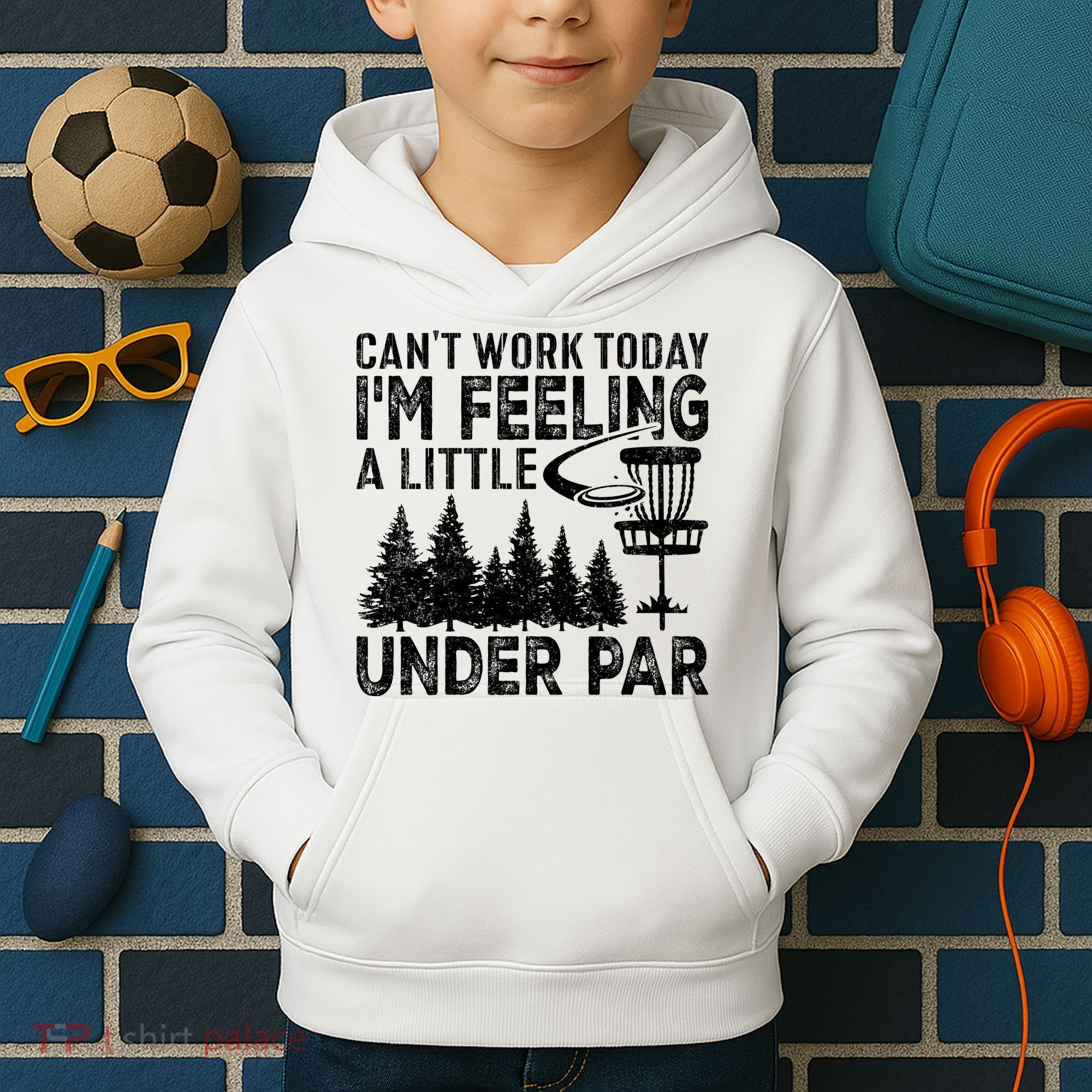 Disc Golf Can't Work Today A Little Under Par For Frisbee Golf Kids Hoodie