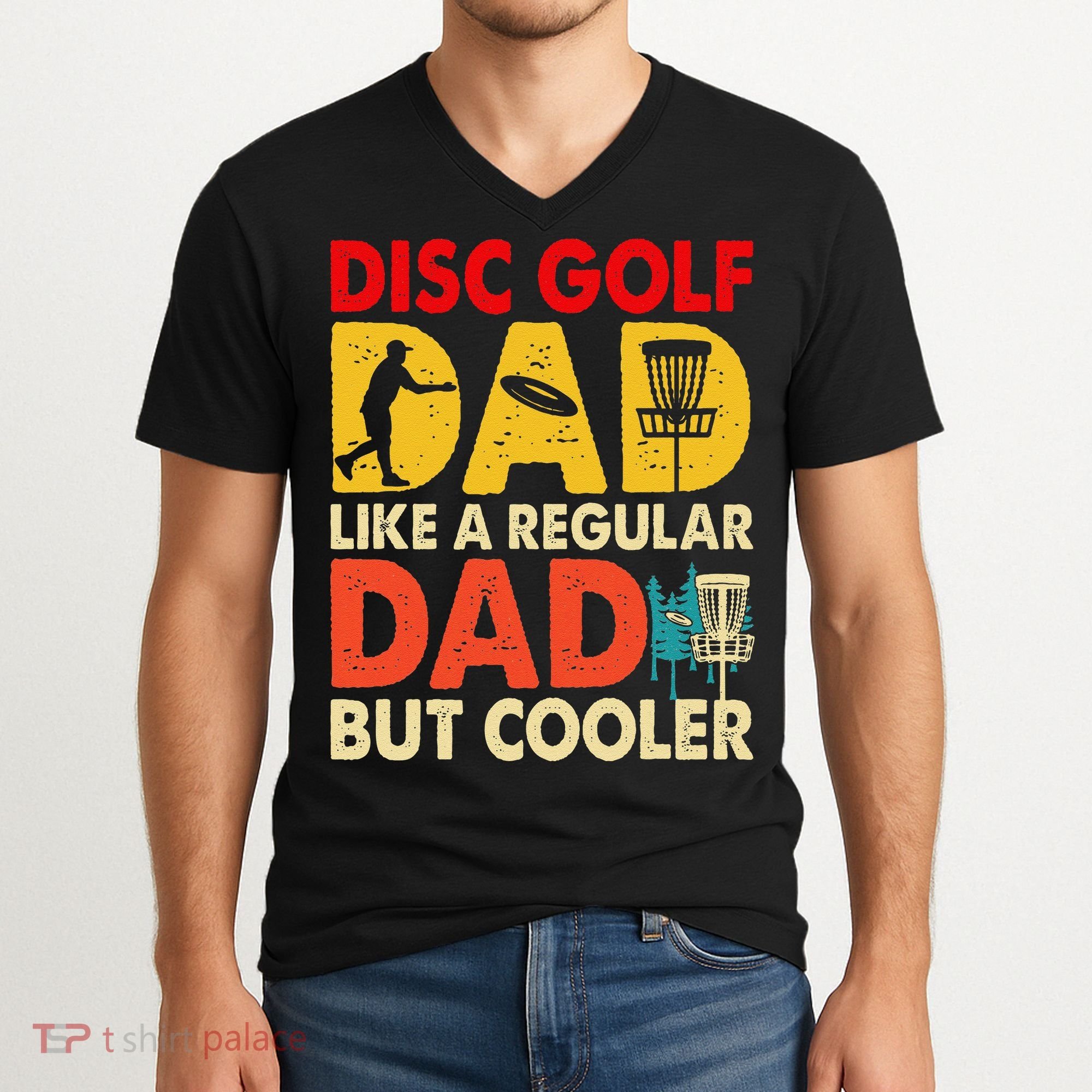 Disc Golf Dad Grandpa Joke For Disc Golf Player Lovers V-Neck T-Shirt