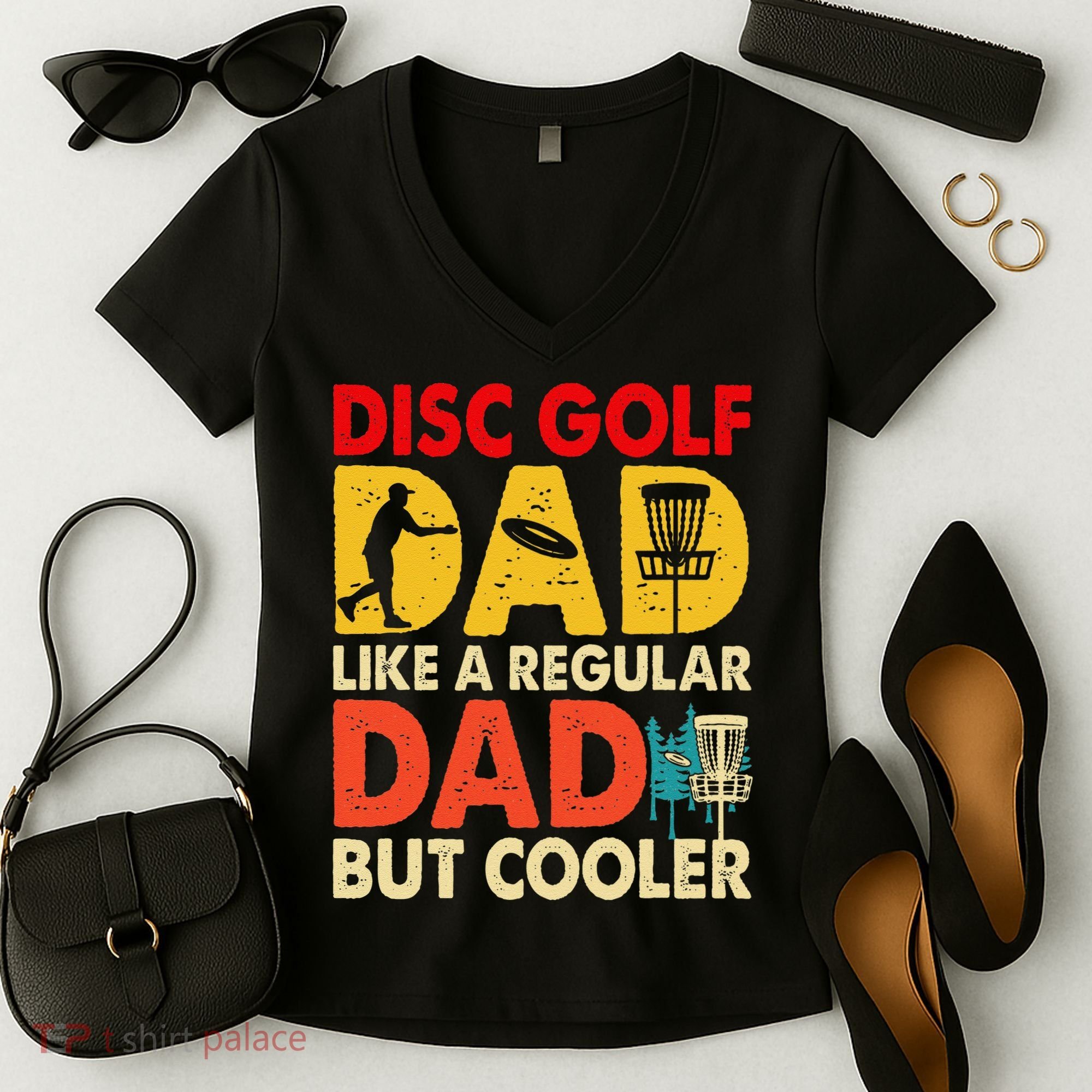 Disc Golf Dad Grandpa Joke For Disc Golf Player Lovers Women's V-Neck T-Shirt