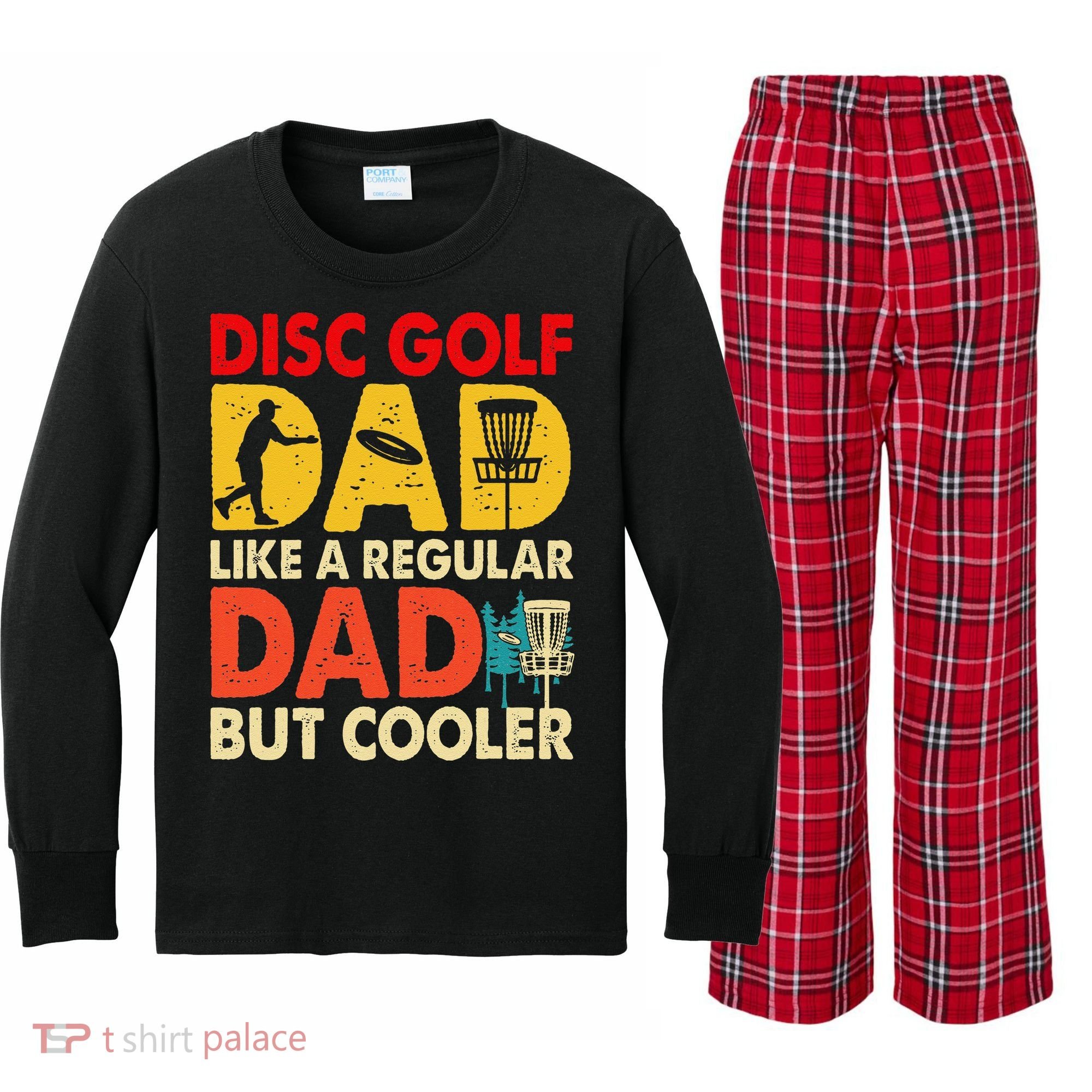 Disc Golf Dad Grandpa Joke For Disc Golf Player Lovers Kids Long Sleeve Plaid Pajama Set
