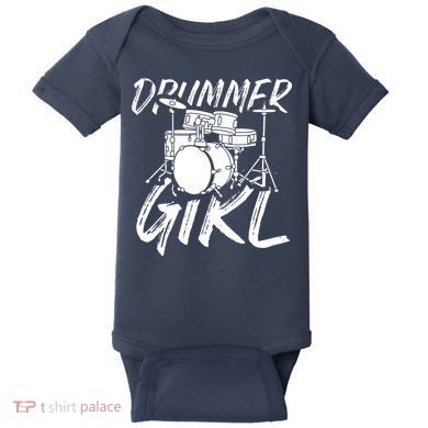 Drummer Girl Drum Kit Baby Bodysuit