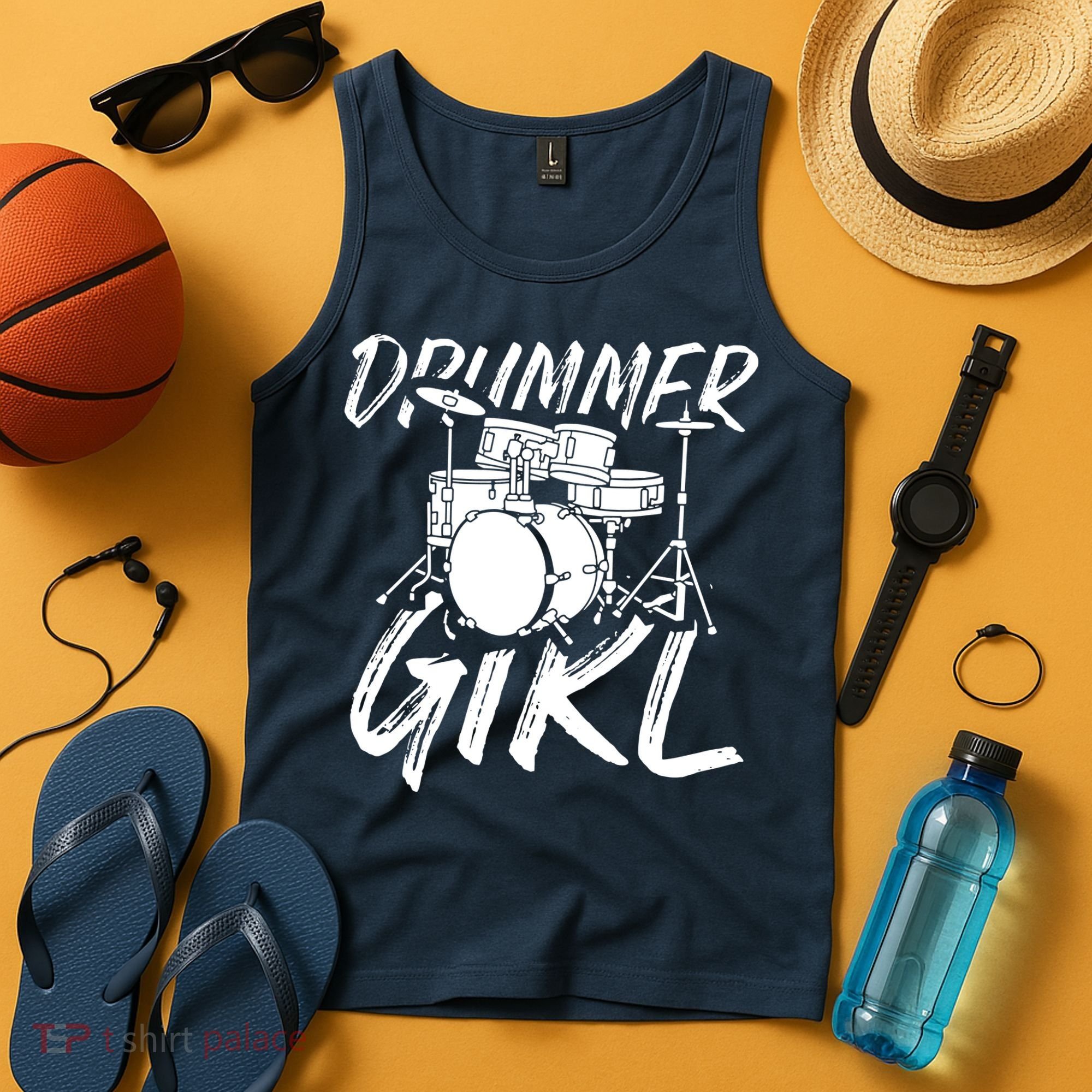 Drummer Girl Drum Kit Tank Top