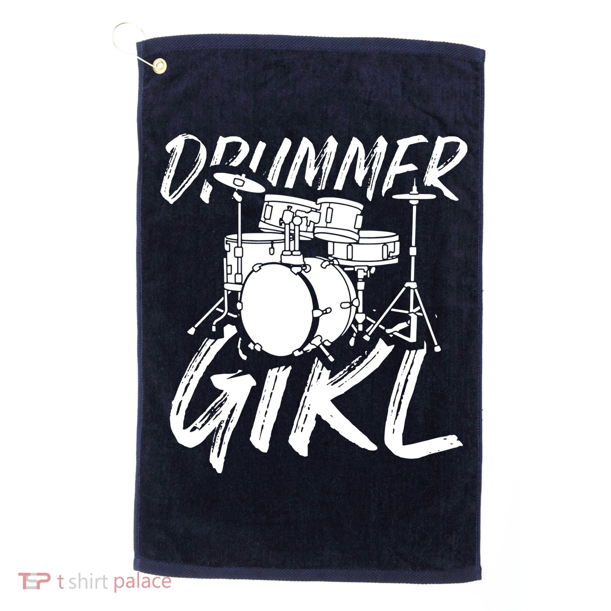 Drummer Girl Drum Kit Golf Towel