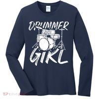 Drummer Girl Drum Kit Women's Long Sleeve Shirt thumb 0