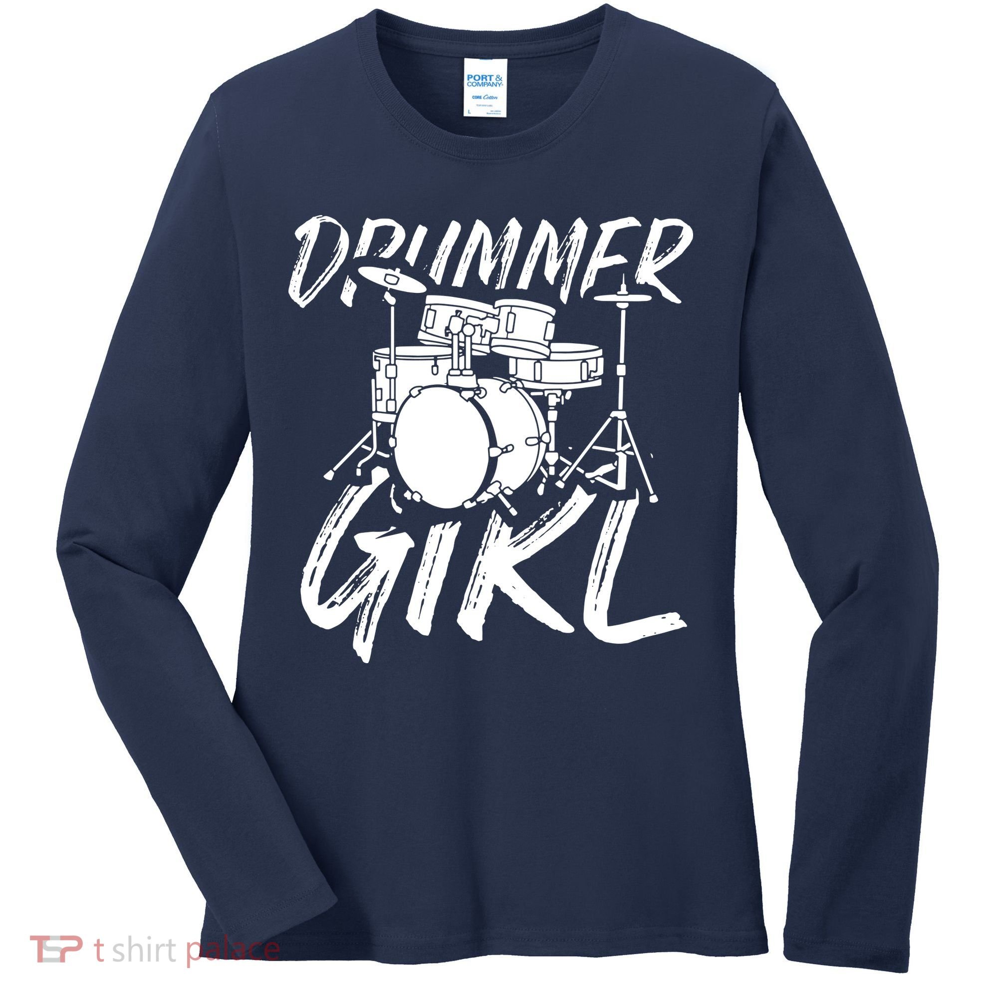 Drummer Girl Drum Kit Women's Long Sleeve Shirt