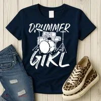 Drummer Girl Drum Kit Women's T-Shirt thumb 3