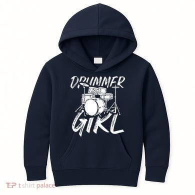 Drummer Girl Drum Kit Kids Hoodie