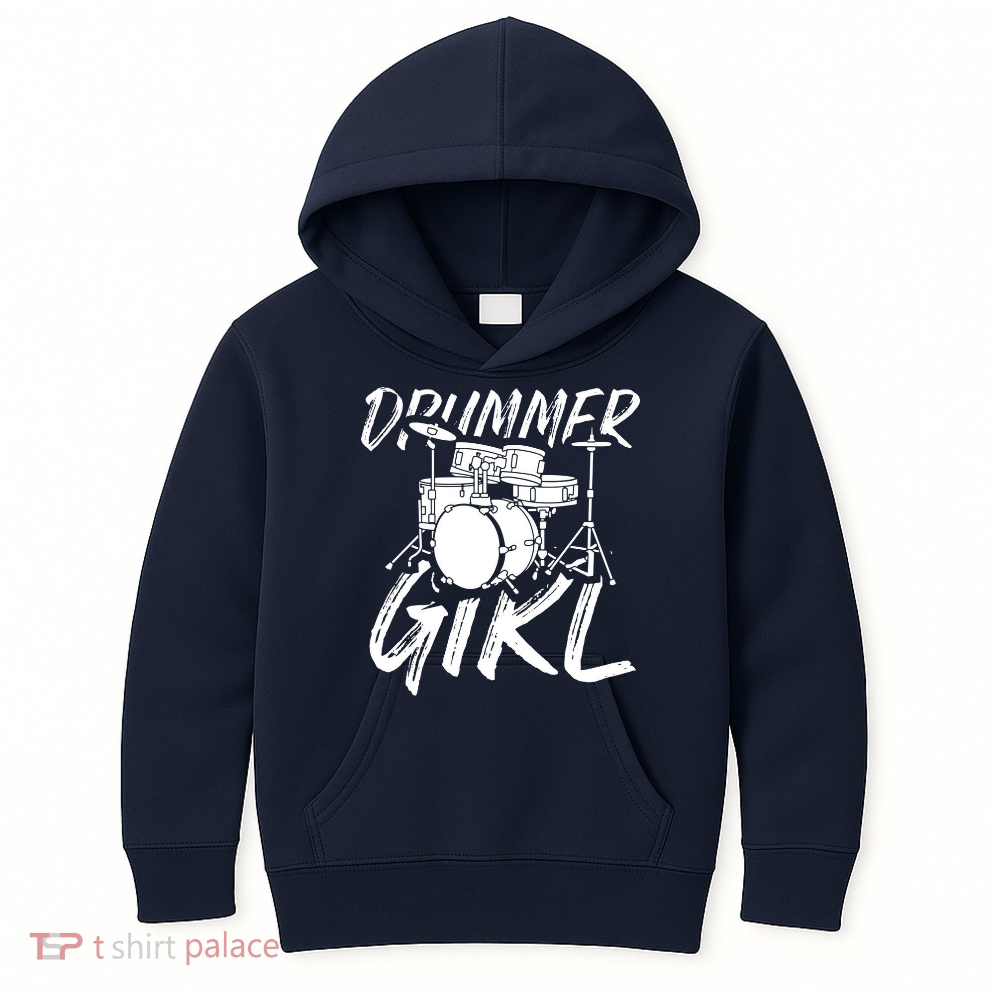 Drummer Girl Drum Kit Kids Hoodie