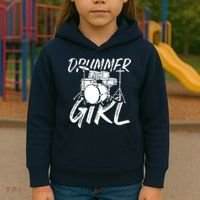 Drummer Girl Drum Kit Kids Hoodie thumb 3