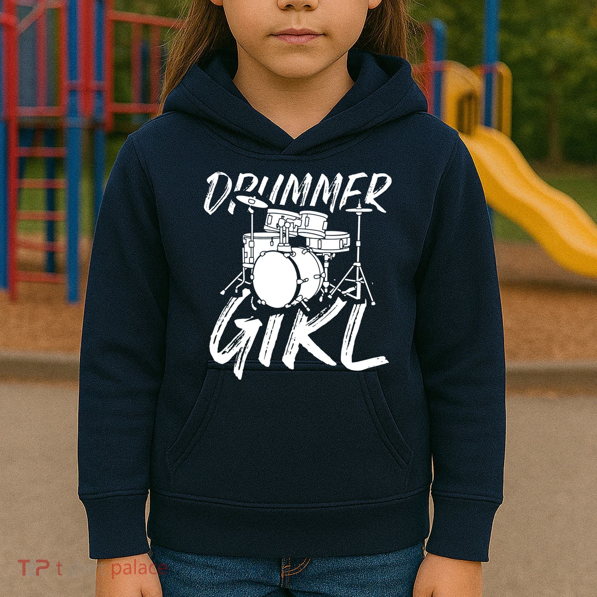 Drummer Girl Drum Kit Kids Hoodie