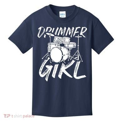 Drummer Girl Drum Kit Kids T-Shirt