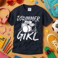 Drummer Girl Drum Kit Kids T-Shirt thumb 3