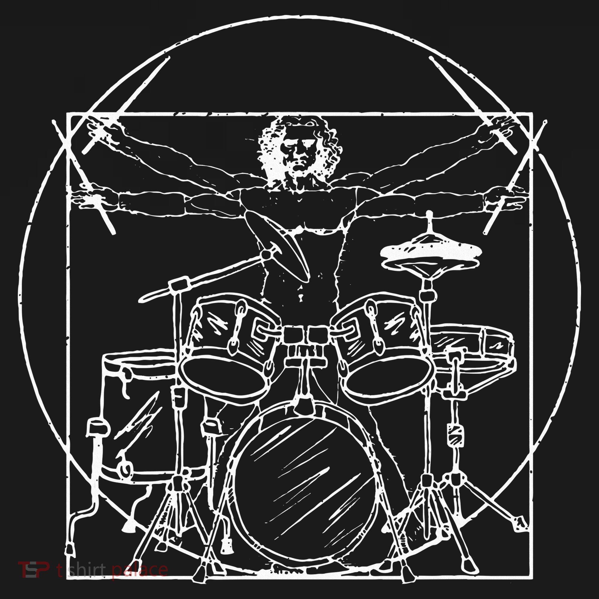 Drummer Gift Da Vinci Drums Drawing Present for Music Fans Apron