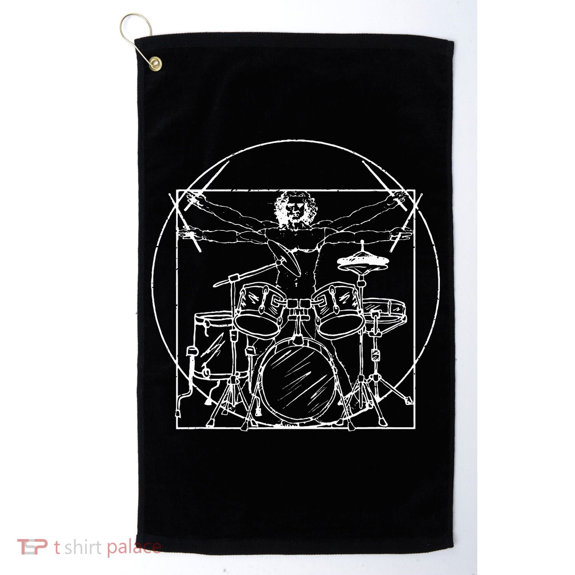 Drummer Gift Da Vinci Drums Drawing Present for Music Fans Golf Towel