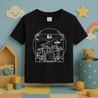 Drummer Gift Da Vinci Drums Drawing Present for Music Fans Toddler T-Shirt thumb 3