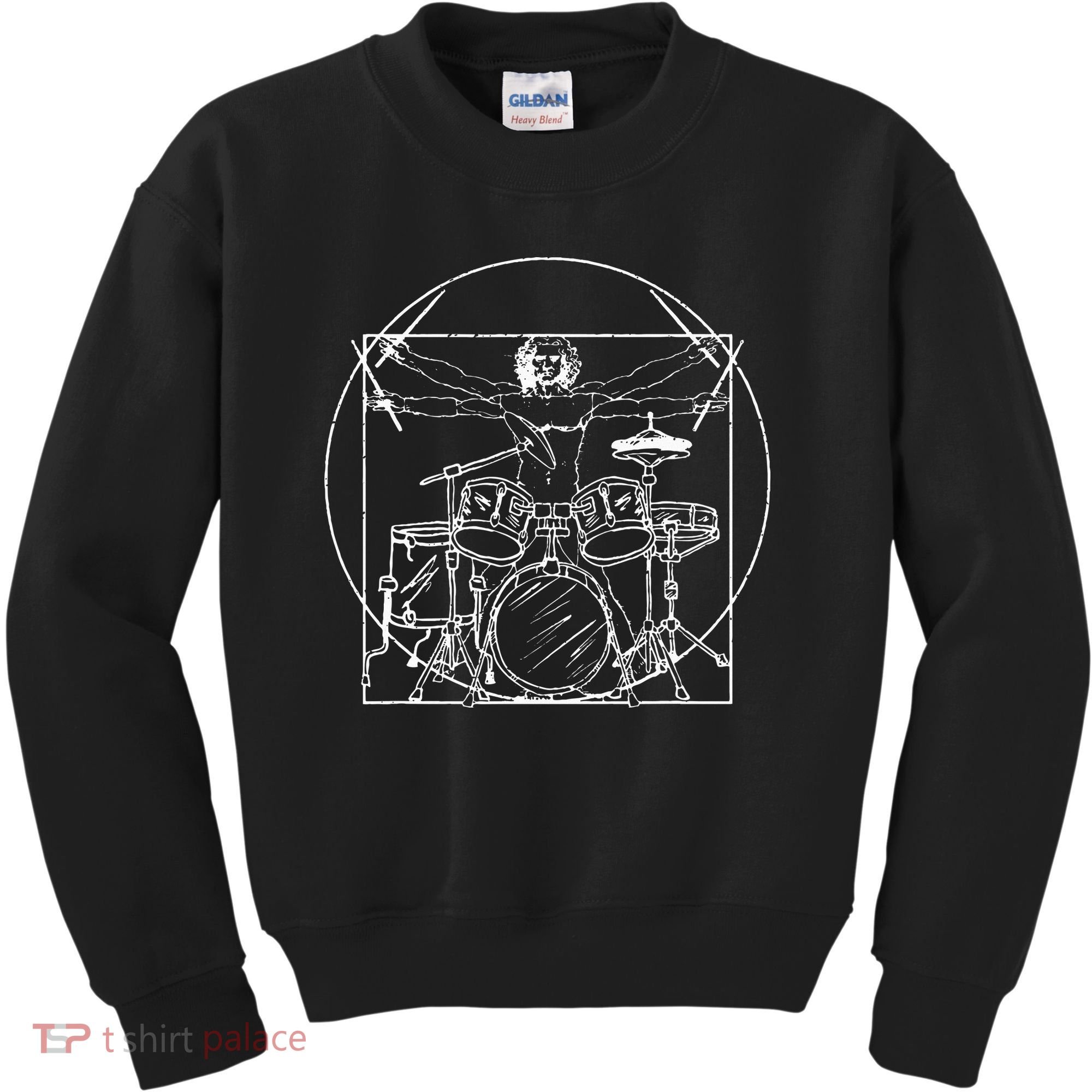 Drummer Gift Da Vinci Drums Drawing Present for Music Fans Kids Sweatshirt