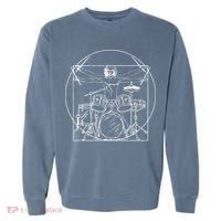 Drummer Gift Da Vinci Drums Drawing Present for Music Fans Garment-Dyed Sweatshirt thumb 0