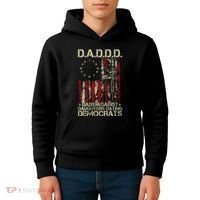 Daddd Gun Dads Against Daughters Dating Democrats On Back Kids Hoodie thumb 4
