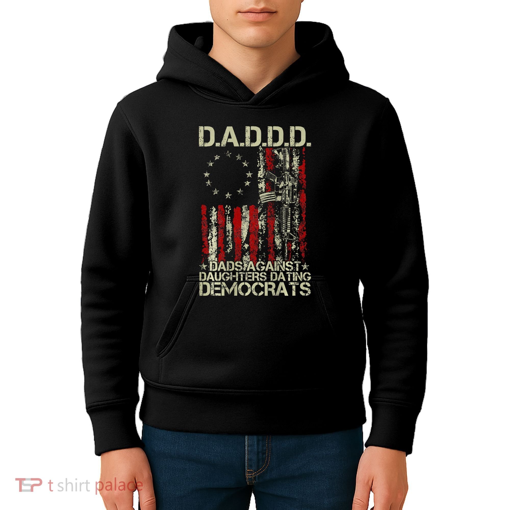 Daddd Gun Dads Against Daughters Dating Democrats On Back Kids Hoodie