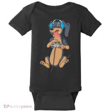 Dachshund Gamer Baby Bodysuit