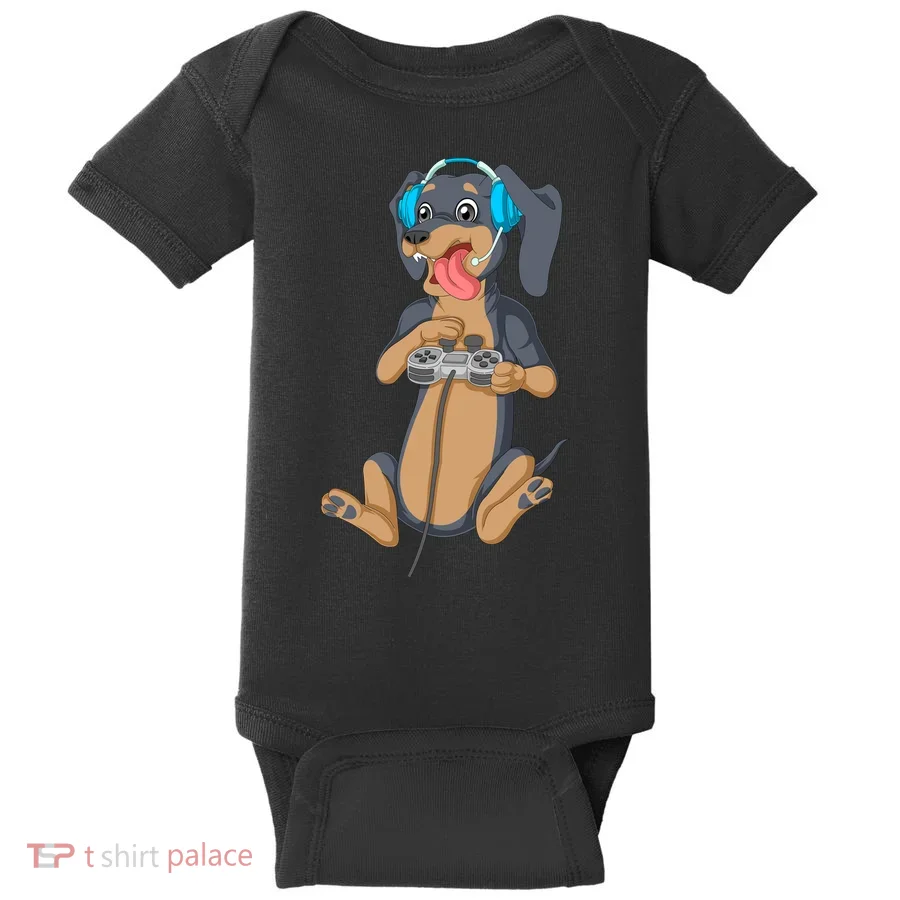 Dachshund Gamer Baby Bodysuit