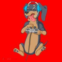 Dachshund Gamer Santa Hat thumb 1