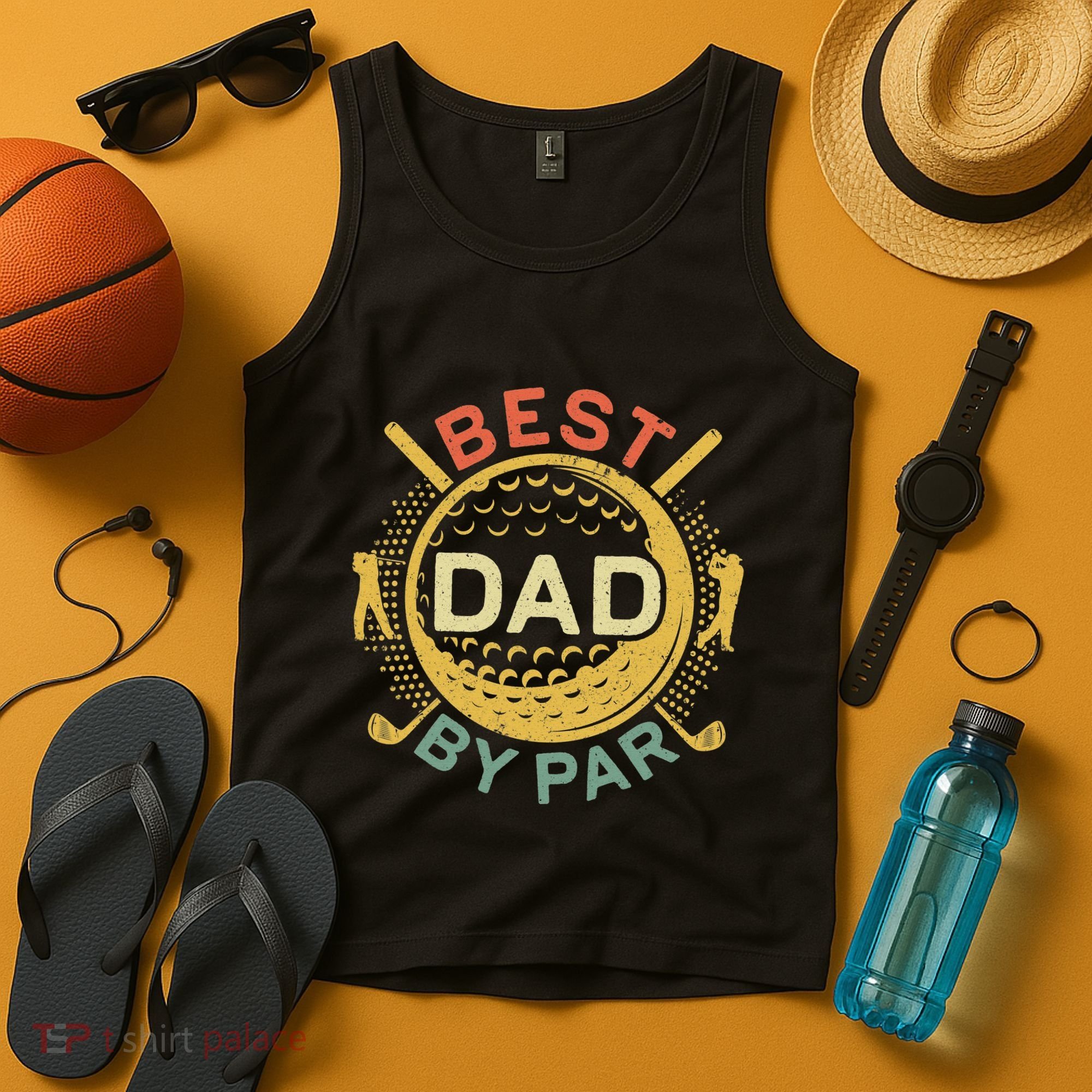 Disc Golf Fathers Best Dad By Par Funny Golf Gift Tank Top
