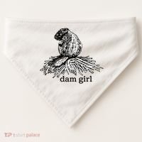 Dam Girl Funny Beaver Meme USA-Made Doggie Bandana thumb 0